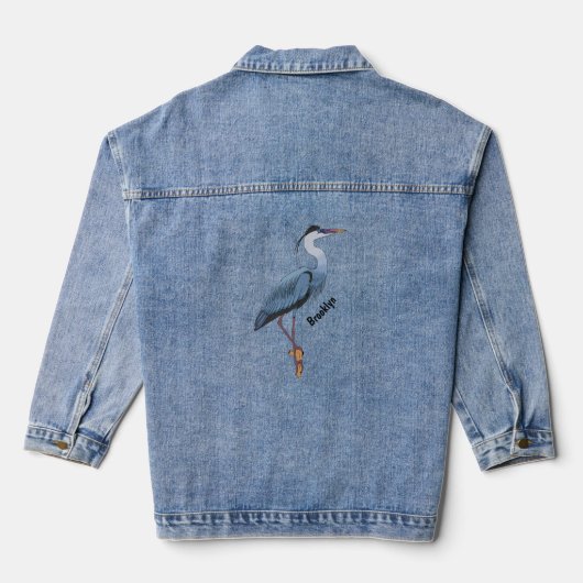 Grootblauwe cartoon afbeelding denim jacket (Achterkant)
