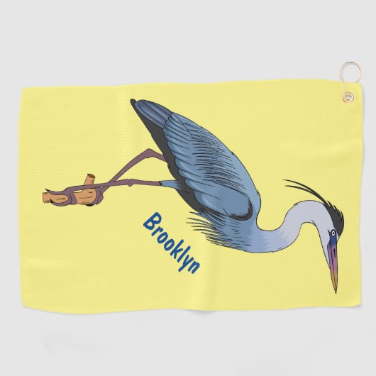 Grootblauwe cartoon afbeelding golfhanddoek (Horizontaal)