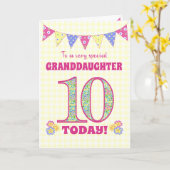 Grootdochter 10th Birthday Primroses Bunting Kaart (Gele Bloem)