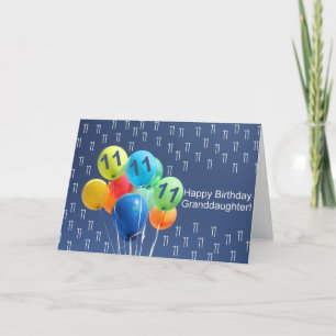 Grootdochter 11e gelukkige ballonverjaardag kaart