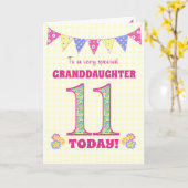 Grootdochter 11th Birthday Primroses Bunting Kaart (Gele Bloem)