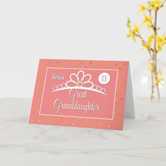 Grootdochter 13e verjaardag met kroon en Stippen Kaart (Gele Bloem)