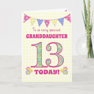 Grootdochter 13th Birthday Primroses Bunting Kaart