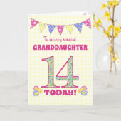 Grootdochter 14th Birthday Primroses Bunting Kaart (Gele Bloem)