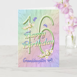Grootdochter 16th Birthday Butterfly Garden Card Kaart