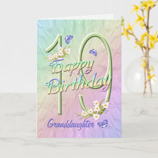 Grootdochter 19th Birthday Butterfly Garden Card Kaart (Gele Bloem)