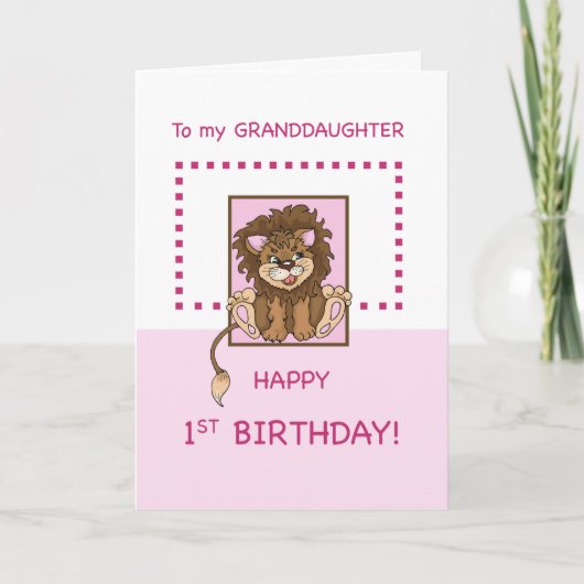 Grootdochter 1st Birthday Cute Lion Kaart (Voorkant)