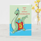 Grootdochter 5th Birthday Dinosaur Kaart (Gele Bloem)