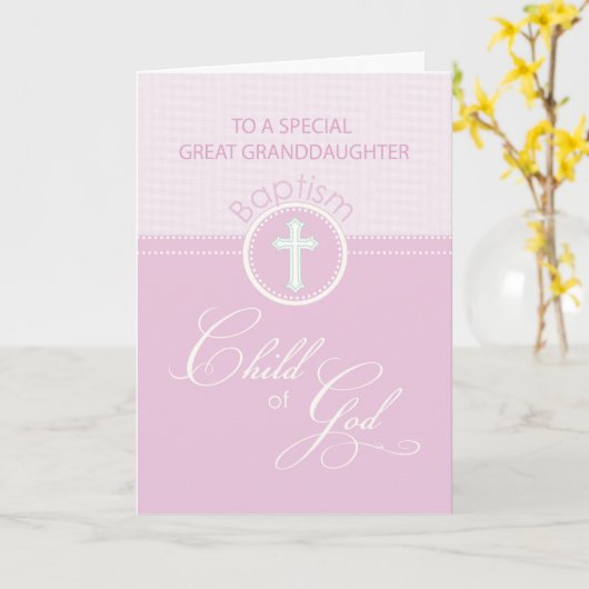 Grootdochter Baptisme gefeliciteerd roze Kaart (Gele Bloem)