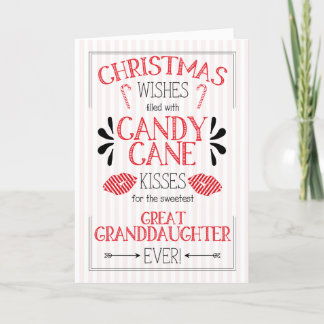 Grootdochter Candy Cane Kisses Kerstmis Feestdagen Kaart