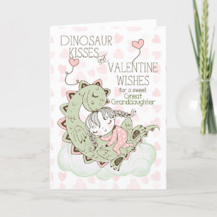 Grootdochter Dinosaur Kisses Valentijn Feestdagen Kaart