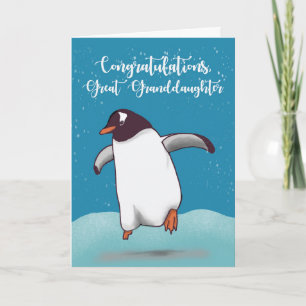 Grootdochter gefeliciteerd Penguin Jumpin Kaart