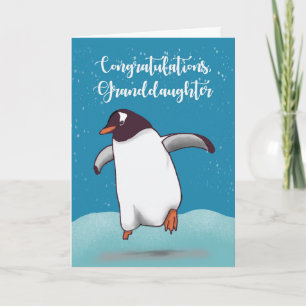Grootdochter Gefeliciteerd Penguin Jumping Joy Kaart