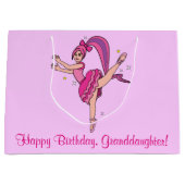 Grootdochter Happy Birthday Ballerina met Bow Large Cadeauzakje (Voorkant)