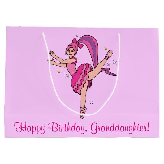 Grootdochter Happy Birthday Ballerina met Bow Large Cadeauzakje (Achterkant)