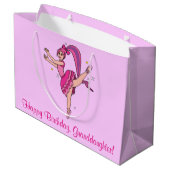 Grootdochter Happy Birthday Ballerina met Bow Large Cadeauzakje (Achterkant Gekanteld)