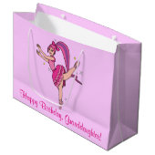 Grootdochter Happy Birthday Ballerina met Bow Large Cadeauzakje (Voorkant Gekanteld)