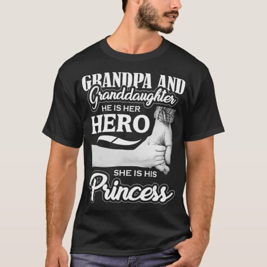 Grootdochter Hero Princess Fathers T-shirt (Voorkant)