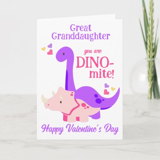 Grootdochter Valentijnsdag Dino-Mite Feestdagen Kaart (Voorkant)
