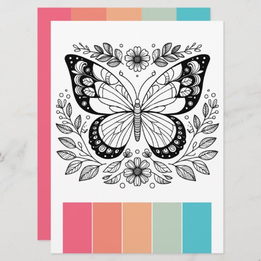 Grootformaat Vlinder Kleurplaten Kaarten Kunstther (Voorkant / Achterkant)
