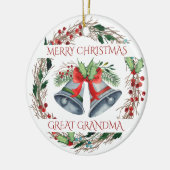 Grootgrootmoeder Holly Bells Rustic Wreate Kerstmi Keramisch Ornament (Links)