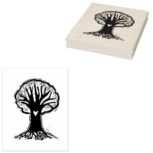 Grootharige handbediende linocut-stijl rubberstempel (Gestempeld)