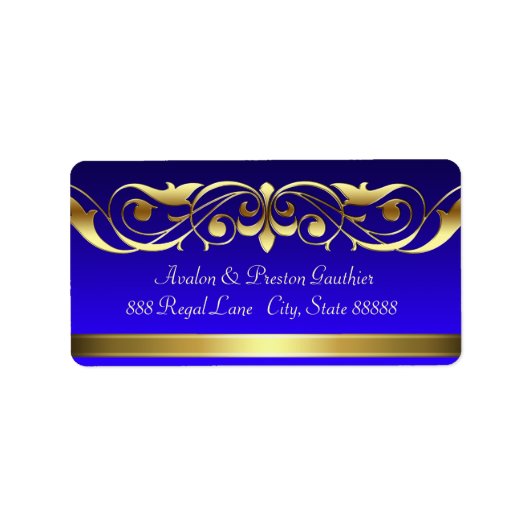 Groothertogin Blue Gold Scroll Adresetiketten Etiket (Voorkant)