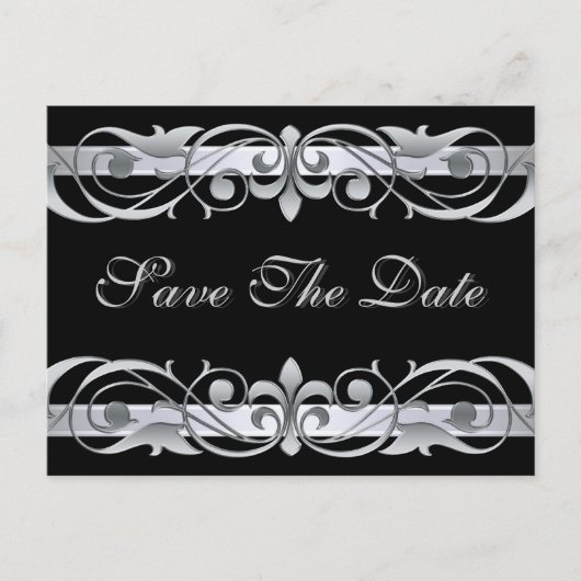 Groothertogin Silver Black Save the Date Briefkaar Aankondigingskaart (Voorkant)