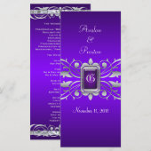 Groothertogin Silver Scroll Paarse bruiloft progra Programma (Voorkant / Achterkant)