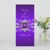 Groothertogin Silver Scroll Paarse bruiloft progra Programma (Staand voorkant)