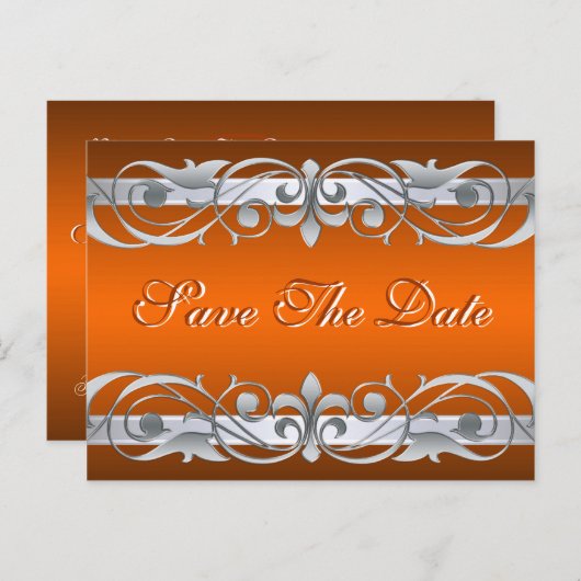 Groothertogin Zilver Sinaasappel Save the Date Bri Aankondigingskaart (Voorkant / Achterkant)