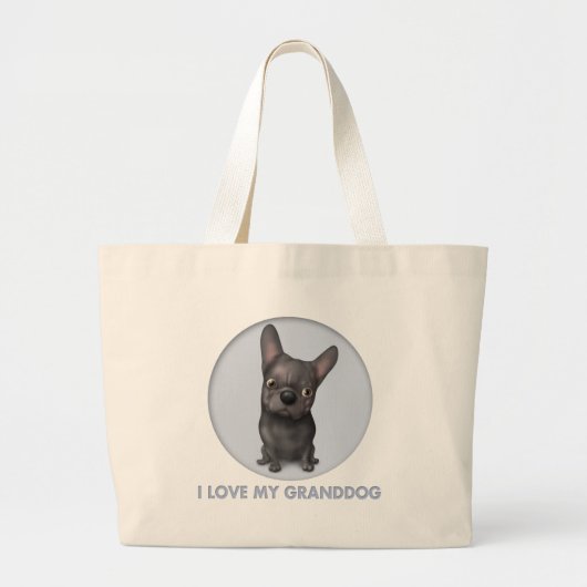 Groothond van de Franse Bulldog (Black) Grote Tote Bag (Voorkant)