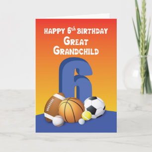 Grootkind, jongen 6th Birthday Sports Balls Kaart