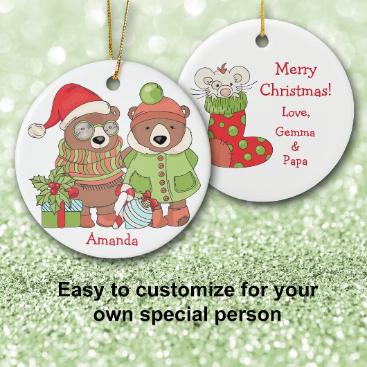 Grootkind met kerstmis Beren Keramisch Ornament