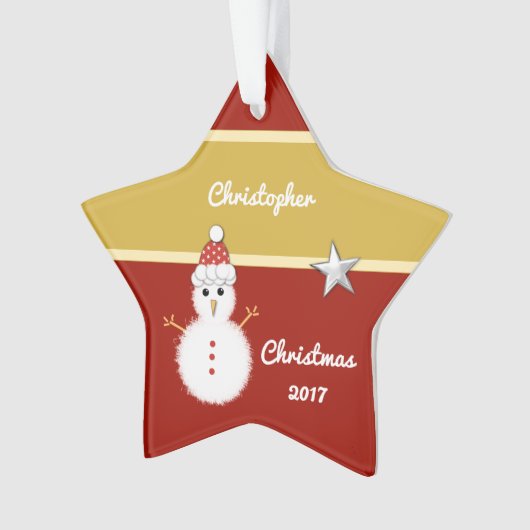 Grootkind met kerstrood en gouden sneeuw ornament (voorkant)