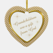 Grootkinderen Gift Gold Heart Keepslag Keramisch Ornament (Voorkant)