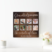 Grootkinderen Love Quote 8 Photo Collage Rustic Wo Vierkante Klok (Huis)