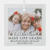 Grootkinderen maken het leven Grand 1 Foto grootou Glas Ornament (Voorkant)