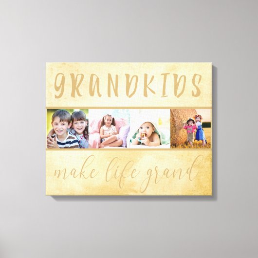 Grootkinderen maken het leven groot 4 Foto Collage Canvas Afdruk (Voorkant)
