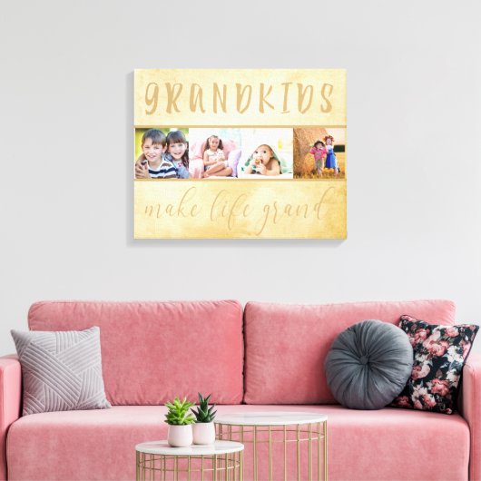 Grootkinderen maken het leven groot 4 Foto Collage Canvas Afdruk (Insitu (Woonkamer))
