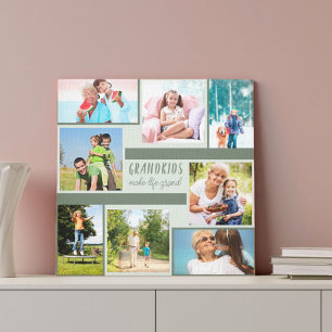 Grootkinderen maken het leven groot 8 Foto Collage Canvas Afdruk