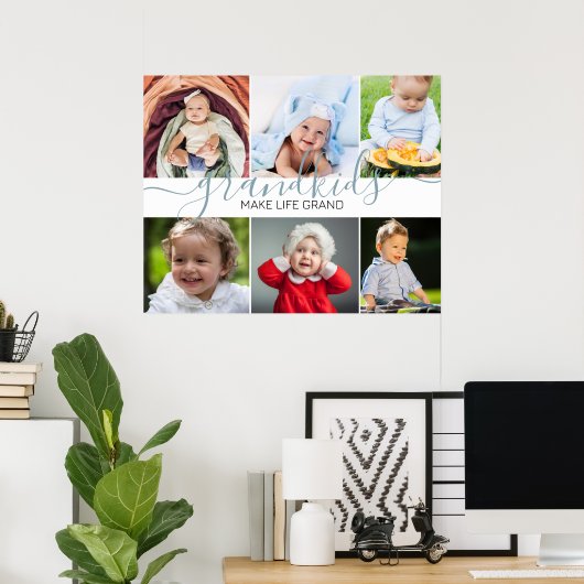Grootkinderen maken het leven groots | 6 Foto-coll Poster (Thuiskantoor)
