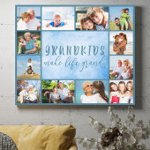 Grootkinderen maken het leven groots stijlvol blau canvas afdruk