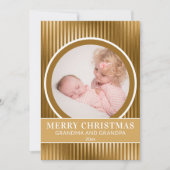 Grootkindfoto van Gold Merry-kerstgrootouders Feestdagenkaart (Voorkant)
