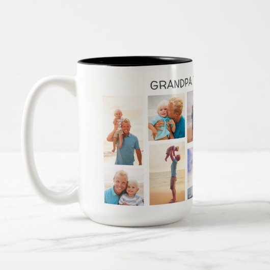 Grootkindopa Je bent beste 8 fotocollage Tweekleurige Koffiemok (Links)