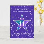 Grootkleindochter 11e Verjaardag Shining Star Kaart (Gele Bloem)