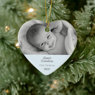 Grootma 1 Kerstmis - Gepersonaliseerd fotohart Keramisch Ornament