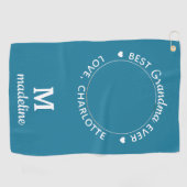 Grootma Best Ever Modern Monogram Aangepaste Foto Golfhanddoek (Horizontaal)