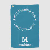 Grootma Best Ever Modern Monogram Aangepaste Foto Golfhanddoek (Voorkant)