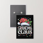 Grootma Claus kerstlampjes Pajama Family Match Button (Voorkant / Achterkant)